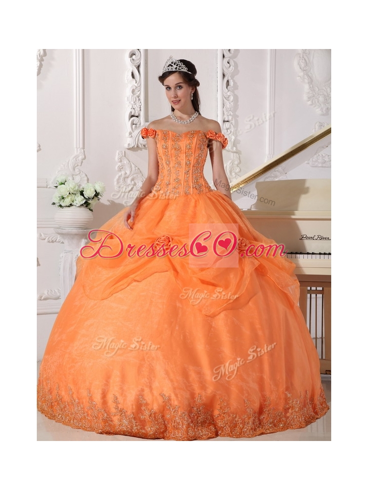 Cheap Ball Gown Appliques and Hand Made Quinceanera Dresses