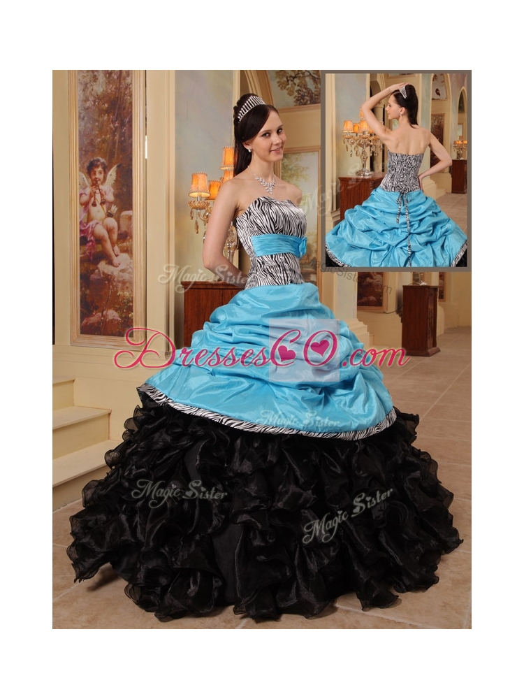 Cheap Strapless Quinceanera Dress with Ruffles and Pick Ups