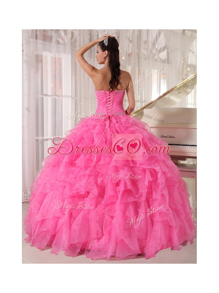 Classic  Hot Pink Ball Gown Strapless Quinceanera Dresses