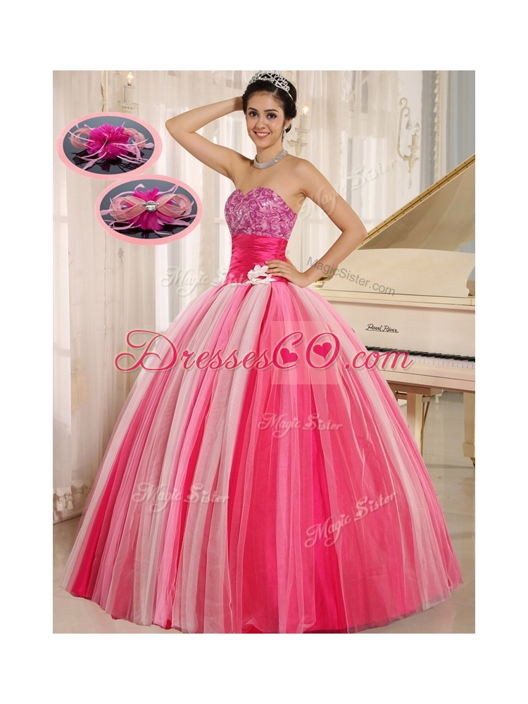 Elegant Multi Color Strapless Lace Up Quincanera Dresses