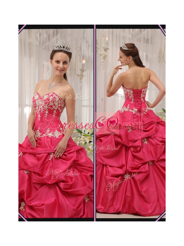 Elegant  Appliques Quinceanera Dress with in Coral Red