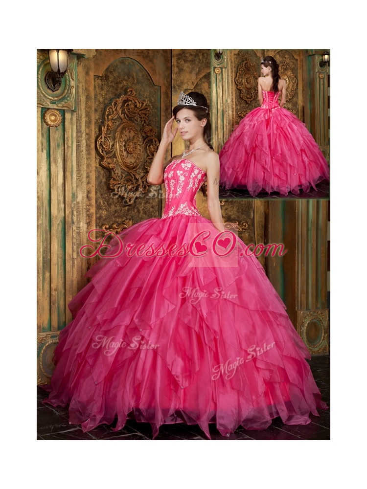 Pretty Ball Gown Floor Length Hot Pink Quinceanera Dresses