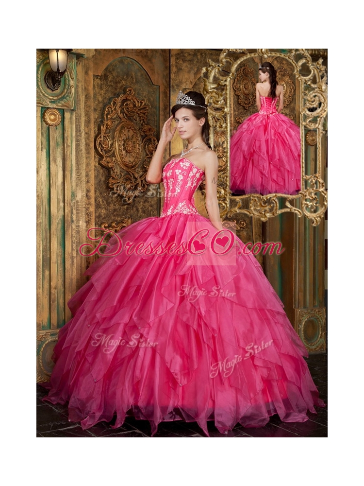 Pretty Ball Gown Floor Length Hot Pink Quinceanera Dresses