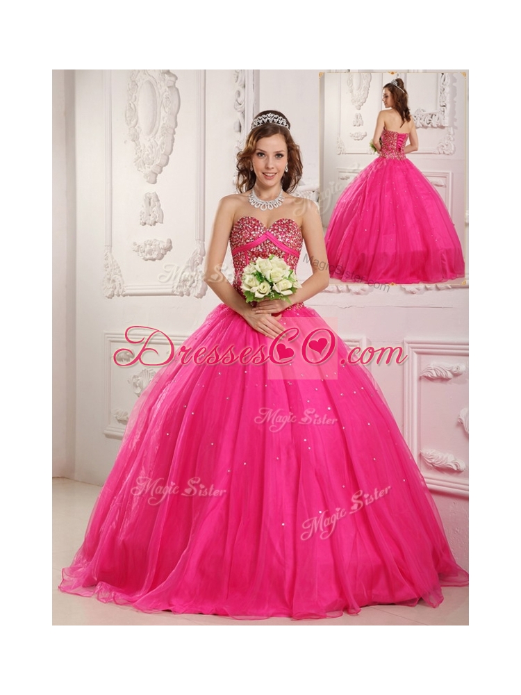 Pretty  Hot Pink A Line Floor Length Quinceanera Dresses