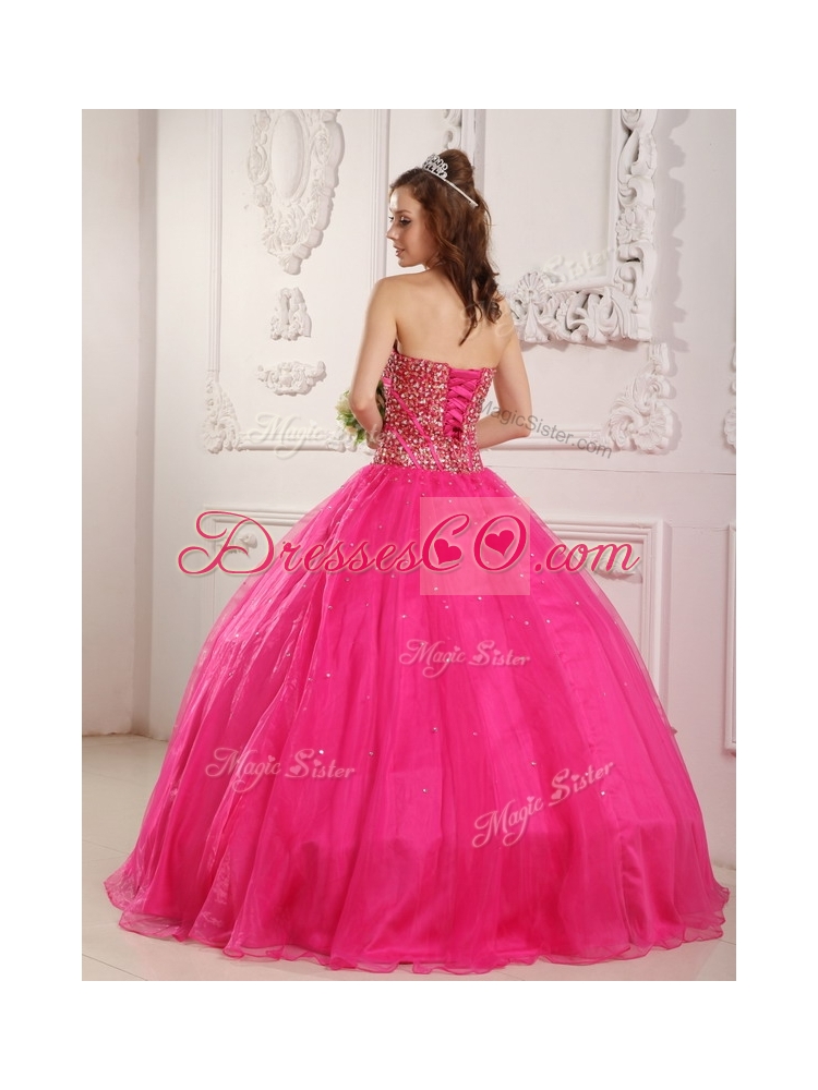 Pretty  Hot Pink A Line Floor Length Quinceanera Dresses