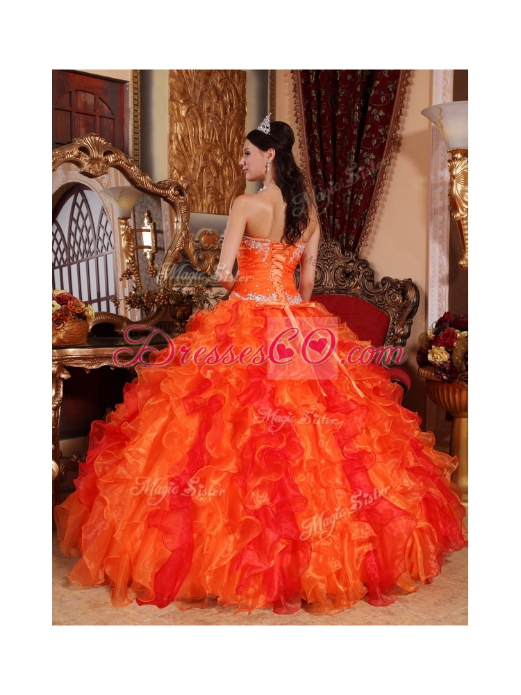 PrettyOrange Quinceanera Dress with Appliques and Beading