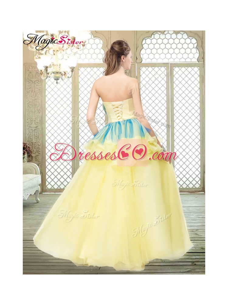 Perfect A Line Strapless Prom Dress with Bowknot and Ruffles