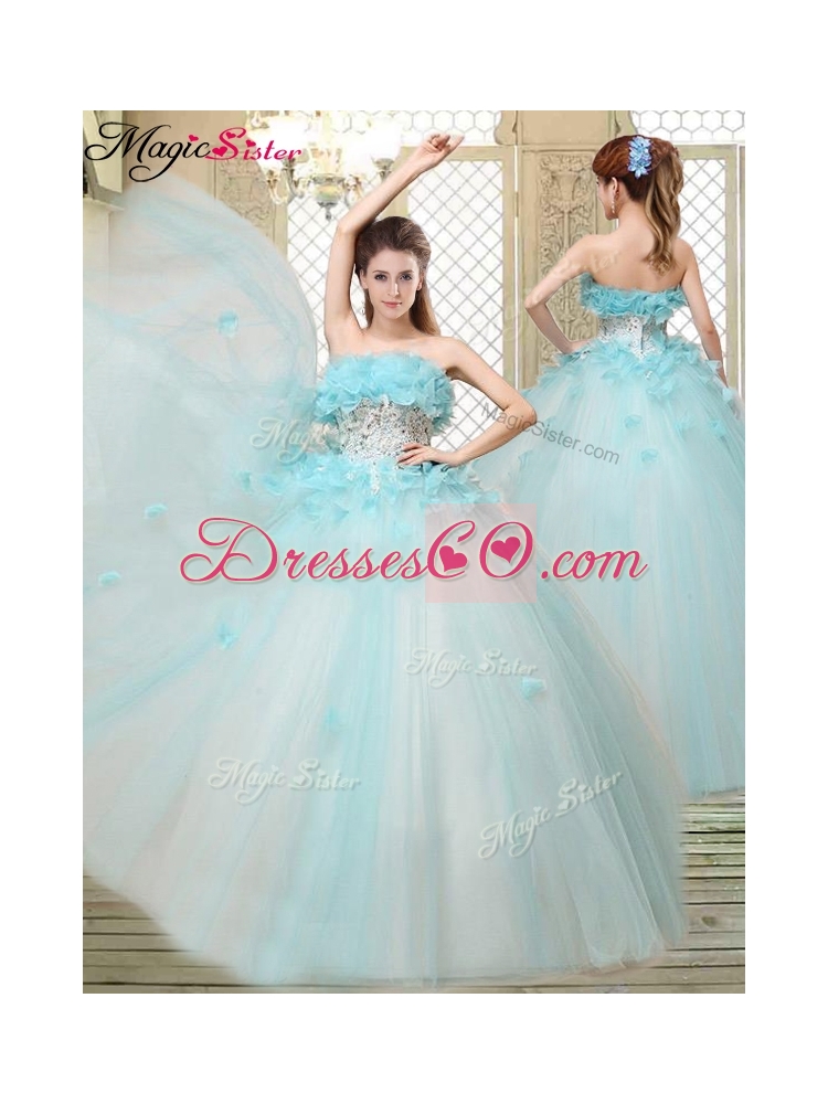 Beautiful Strapless Quinceanera Dress with Appliques and Ruffles