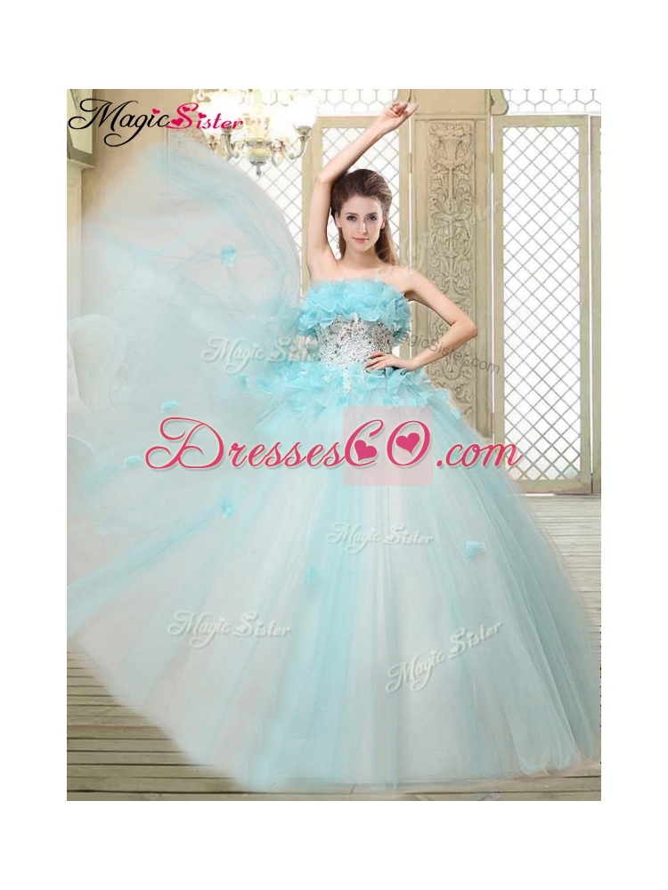 Beautiful Strapless Quinceanera Dress with Appliques and Ruffles