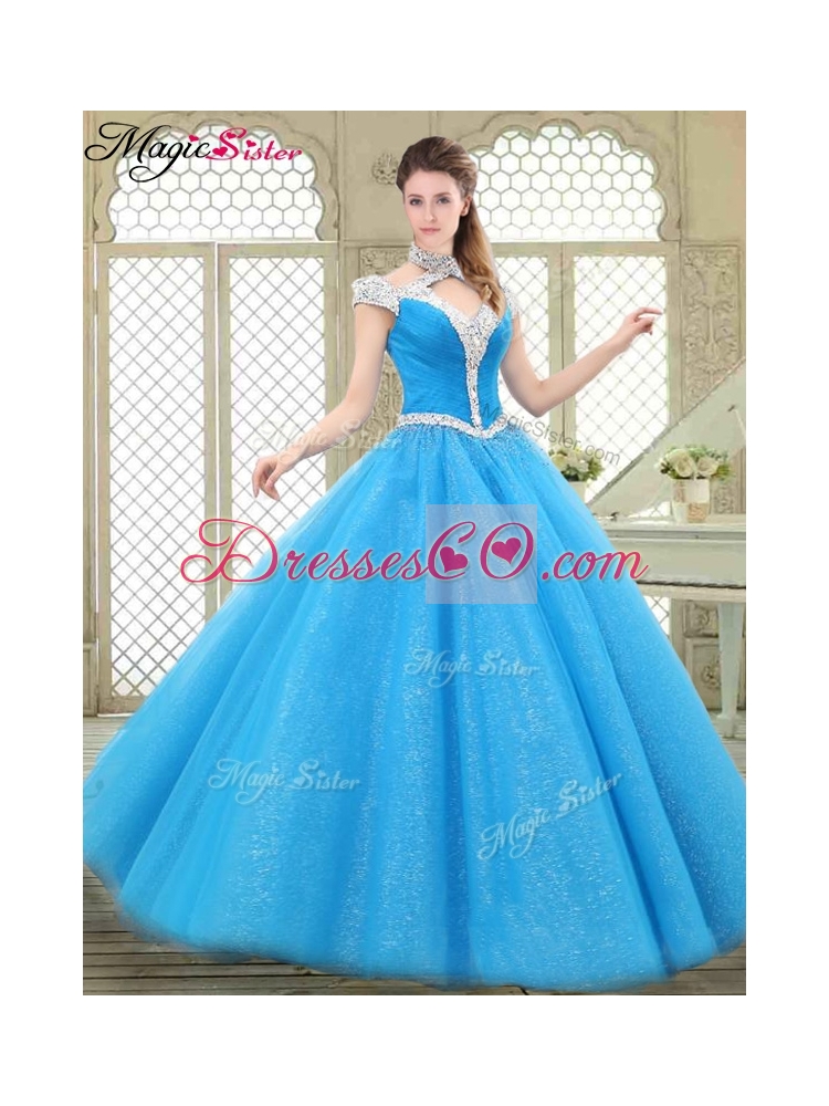 Perfect Halter Top Quinceanera Gowns with Beading