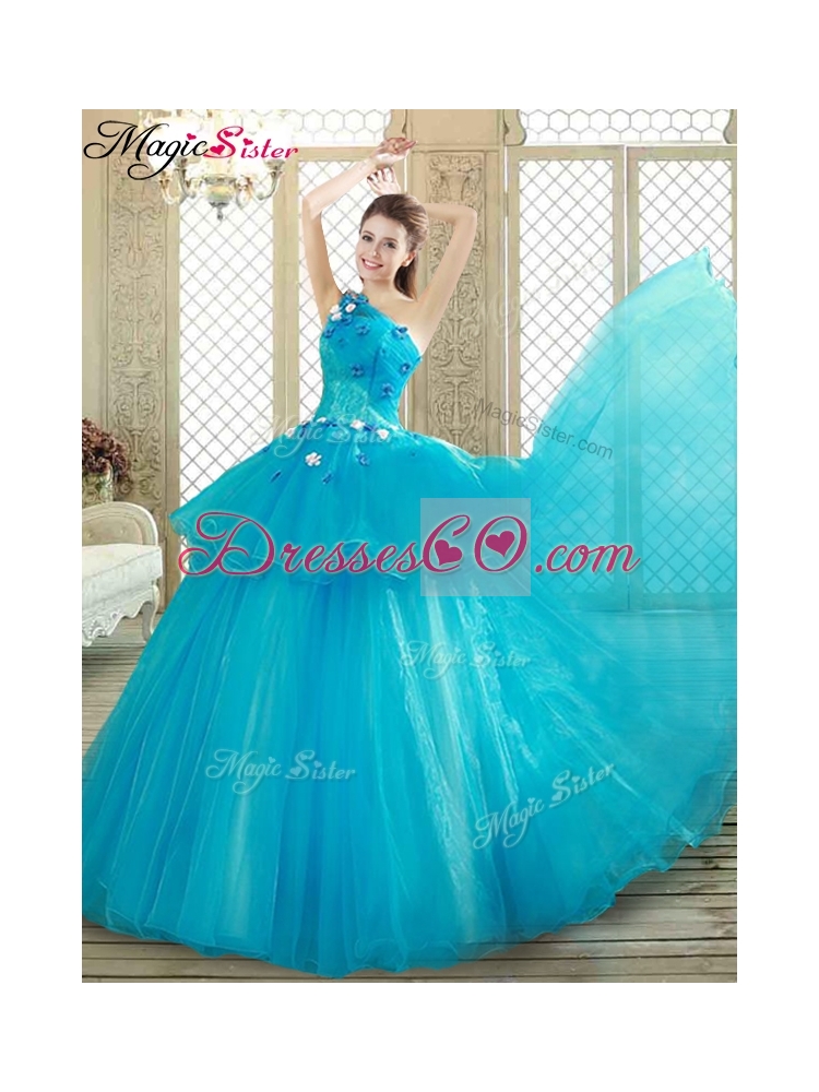 Popular One Shoulder Quinceanera Dress with Ruffles and Appliques
