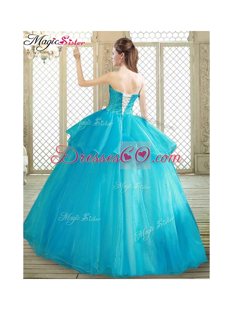 Popular One Shoulder Quinceanera Dress with Ruffles and Appliques
