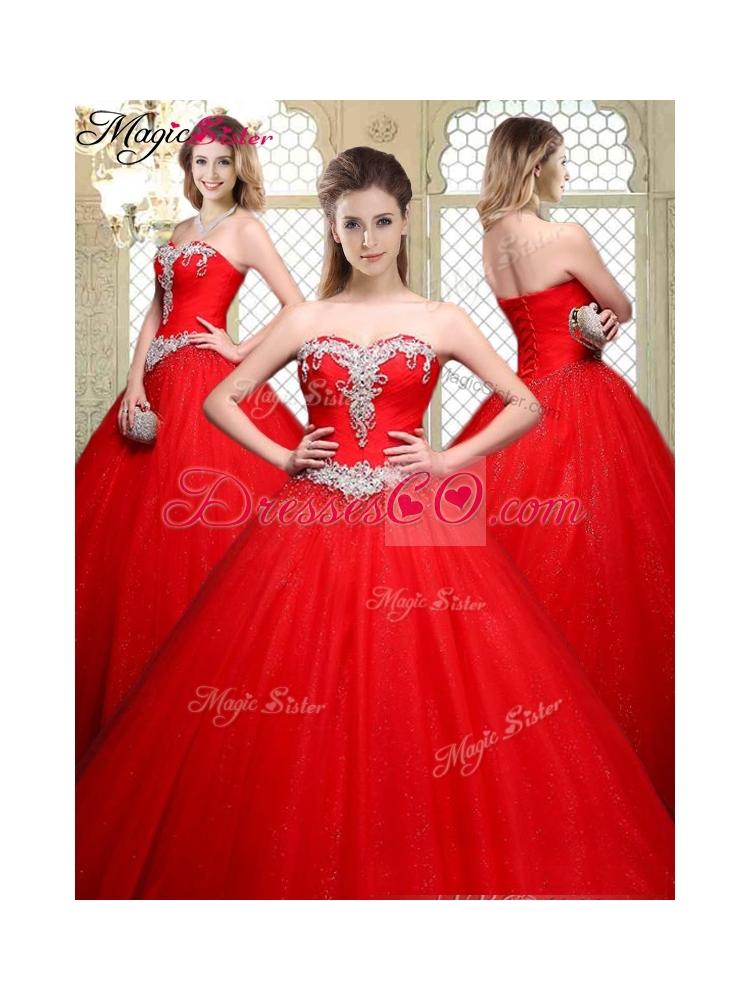 Popular Beading Quinceanera Gowns with Brush Train