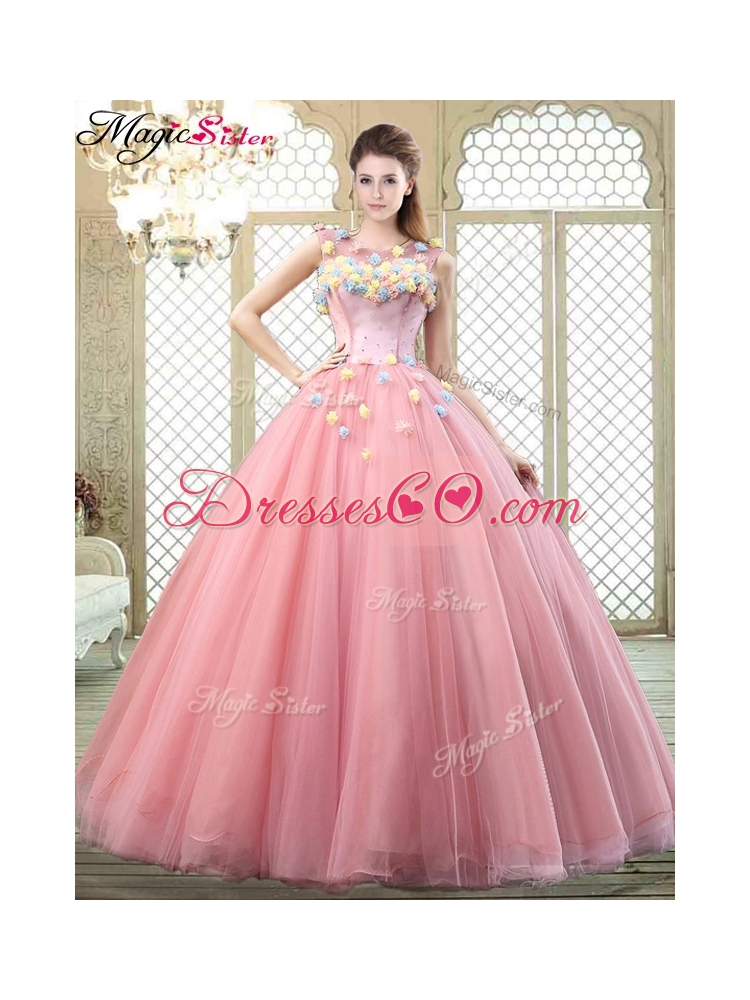 New Style Scoop Quinceanera Dress with Zipper Up