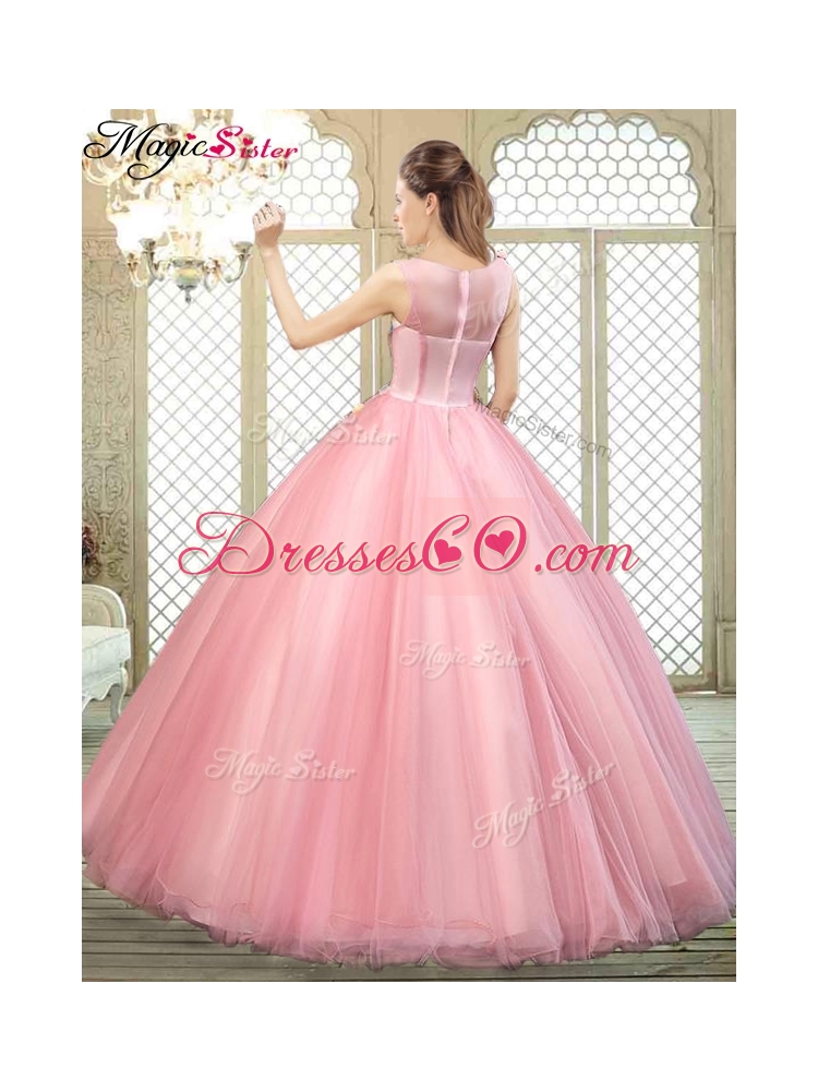 New Style Scoop Quinceanera Dress with Zipper Up