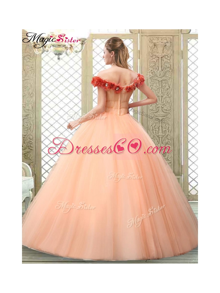 Pretty Off the Shoulder Quinceanera Dress with Hand Made Flowers