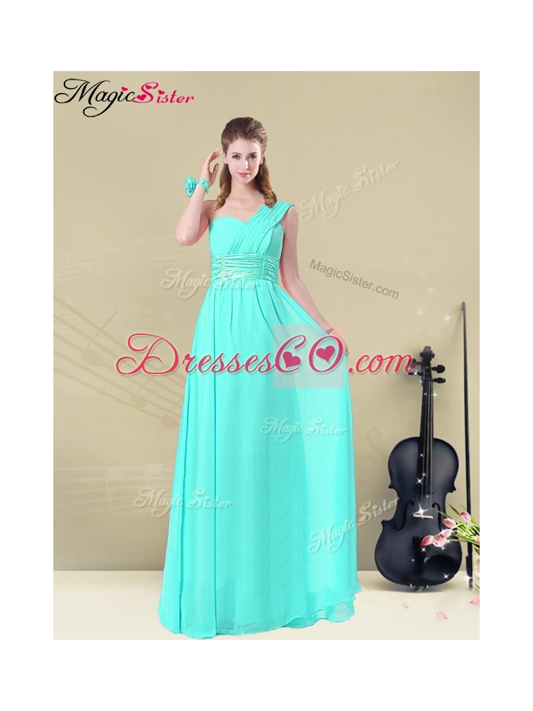 Gorgeous Empire Bridesmaid Dress with Belt in Apple Green
