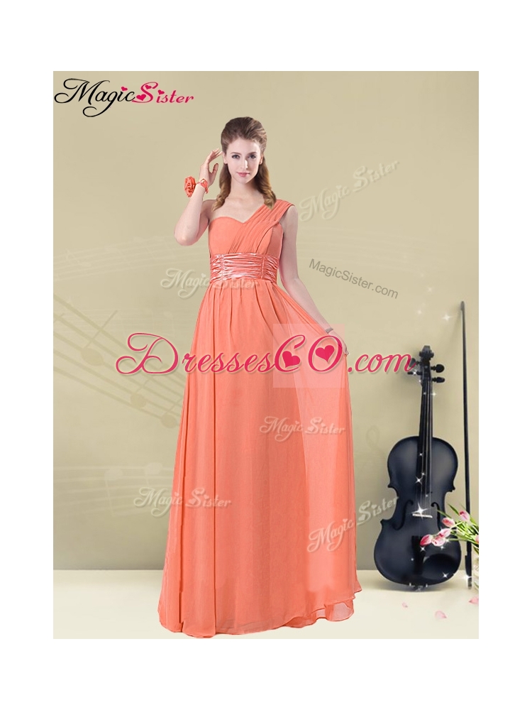 Gorgeous Empire Bridesmaid Dress with Belt in Apple Green