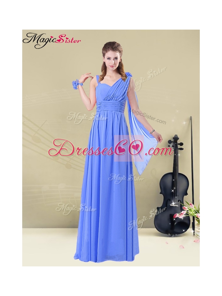 Gorgeous Straps Bridesmaid Dress with Ruching and Belt for Fall