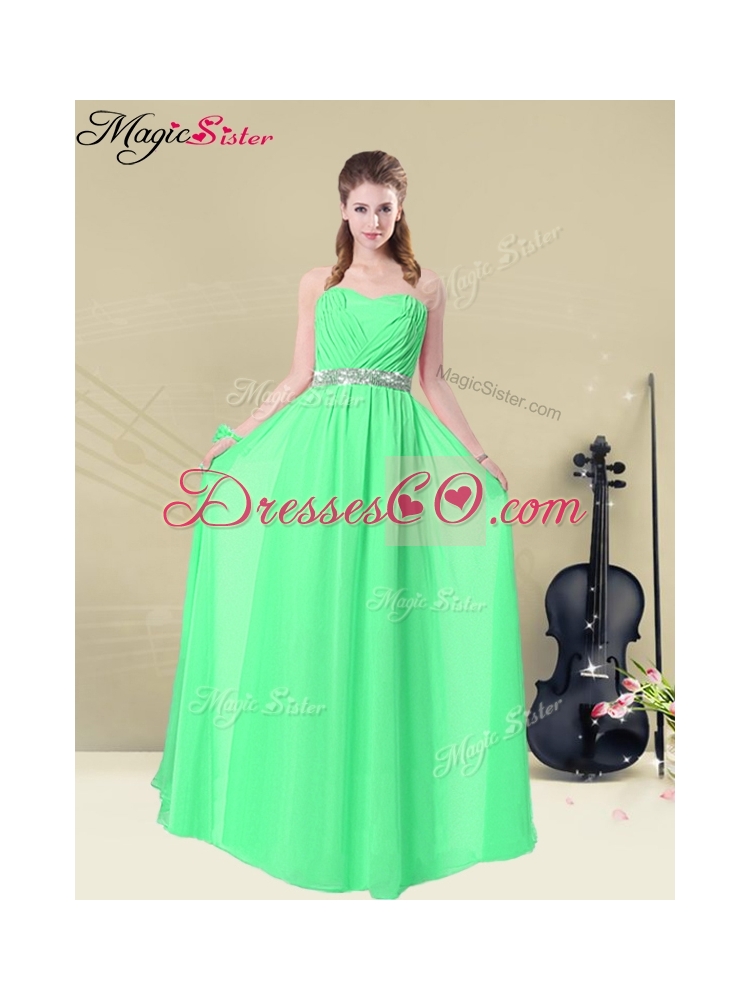 Summer Gorgeous Floor Length Prom Dress with Ruching and Belt