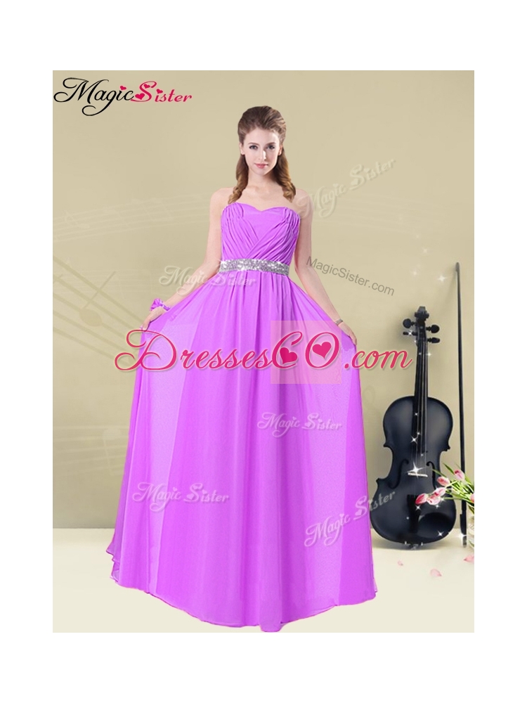 Summer Gorgeous Floor Length Prom Dress with Ruching and Belt
