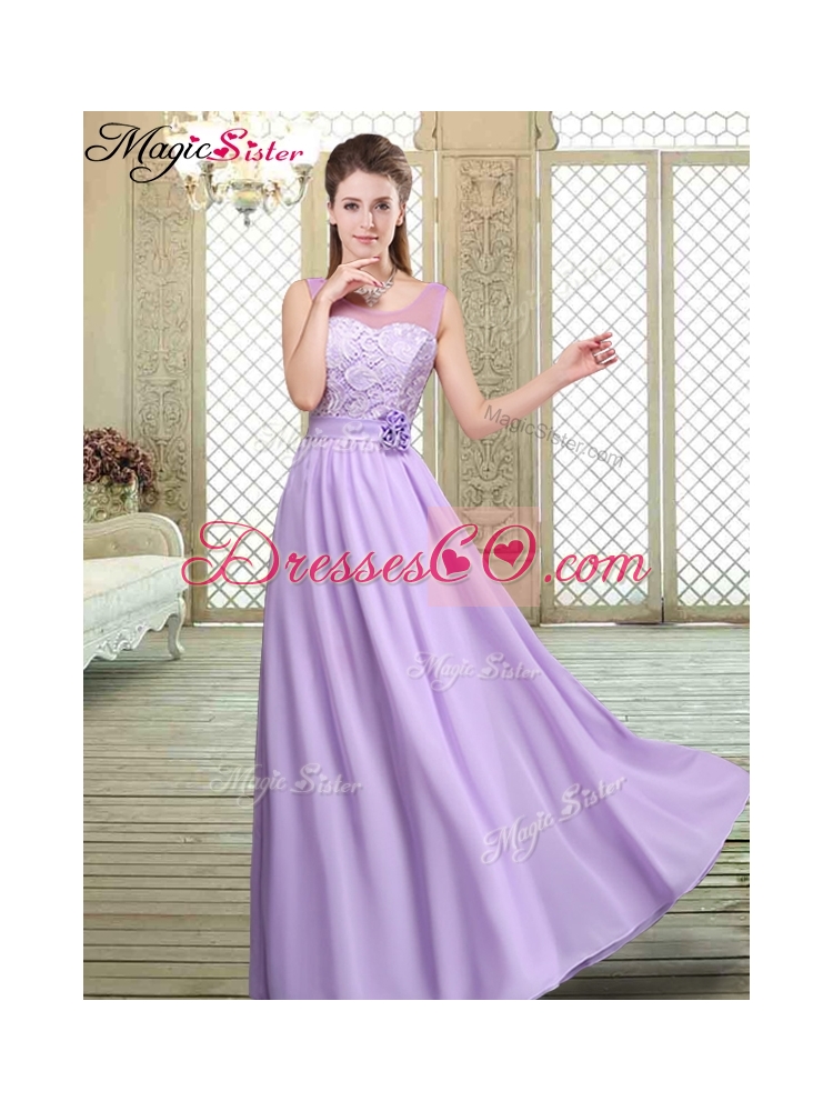 Scoop Lace Prom Dress in Lavender