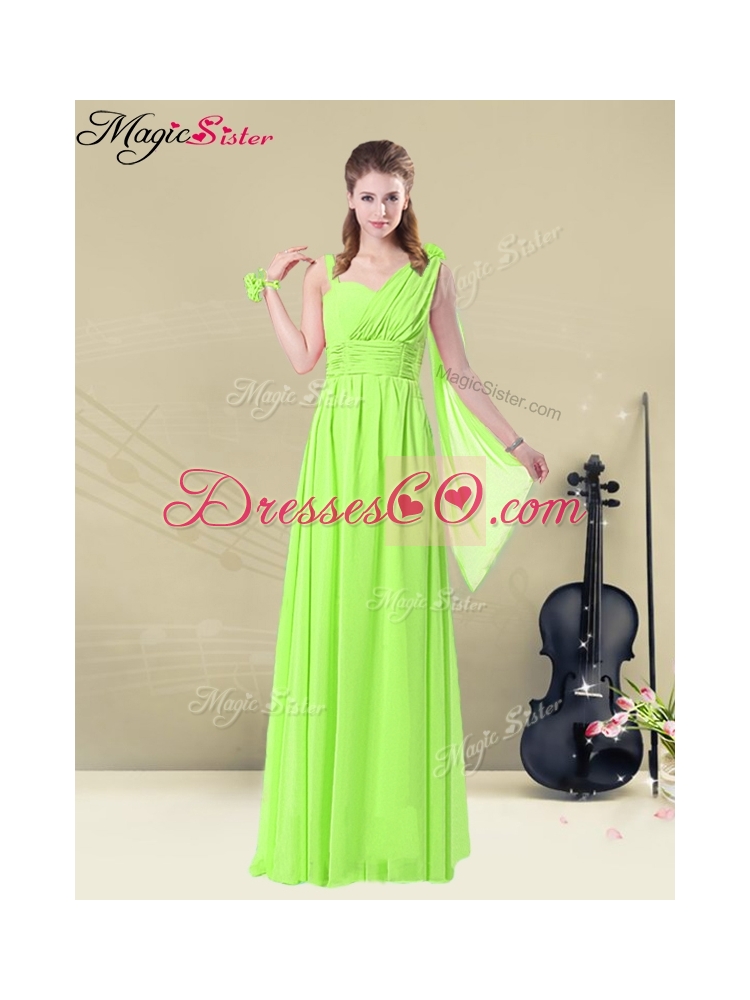 Hot Sale Empire One Shoulder Prom Dress with Belt