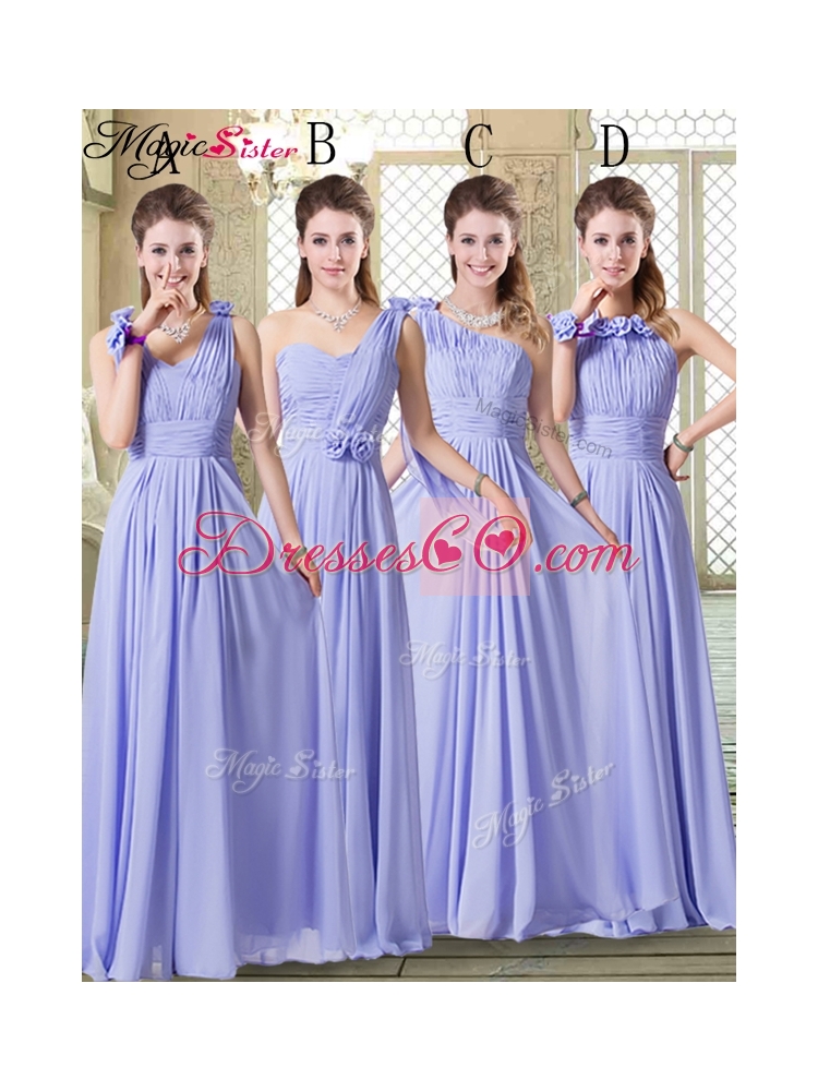 Lovely Empire One Shoulder Bridesmaid Dress in Lavender