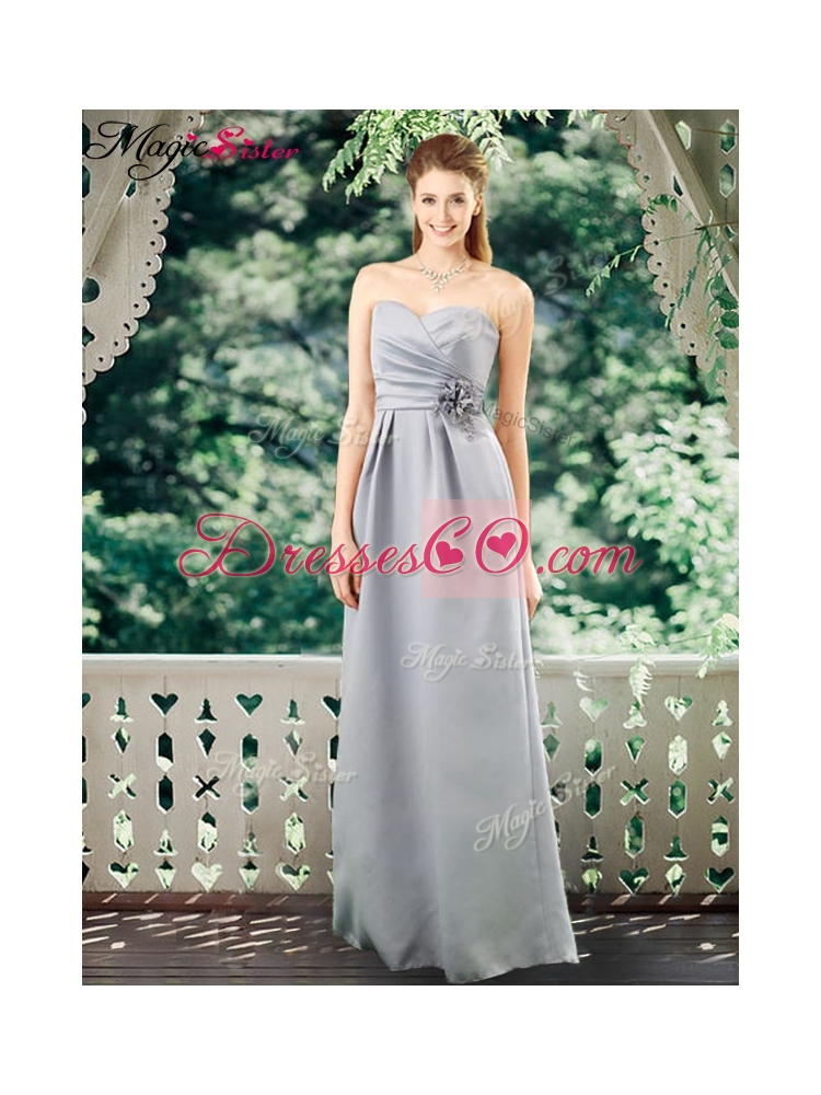 Romantic Empire Bridesmaid Dress with Hand Made Flowers