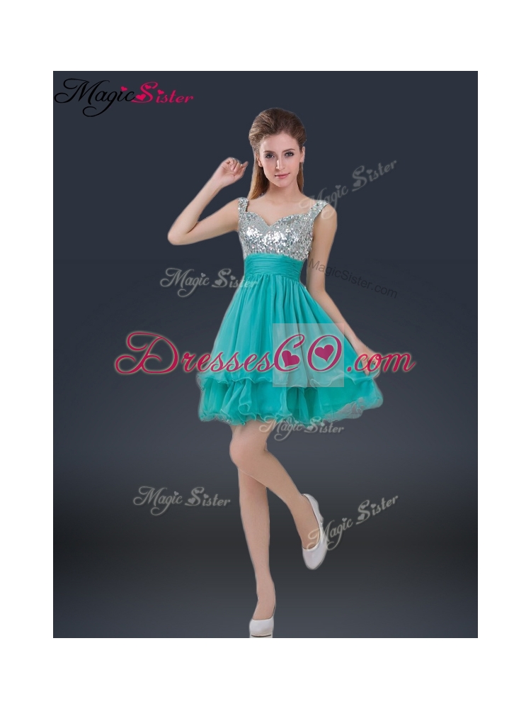 Wonderful Short Straps Paillette Prom Dress Summer