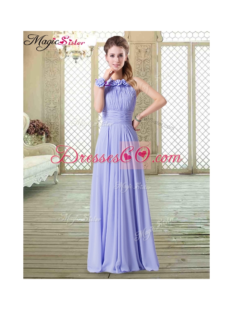 Pretty Empire Floor Length Bridesmaid Dress in Lavender