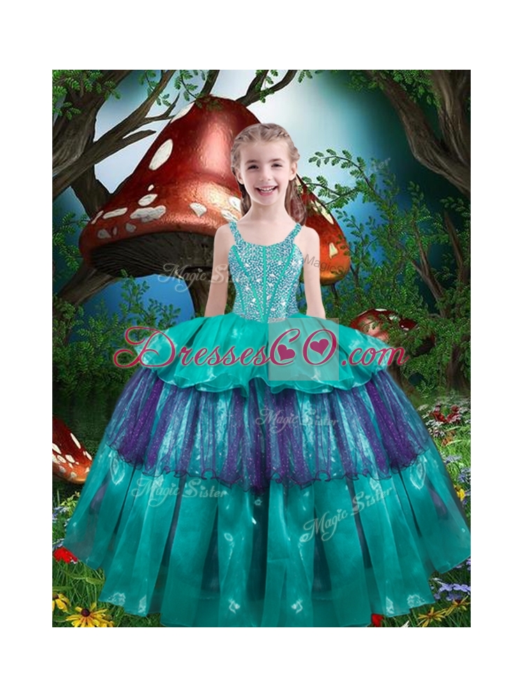 Pretty Straps Ruffled Layers Little Girl Pageant Dress