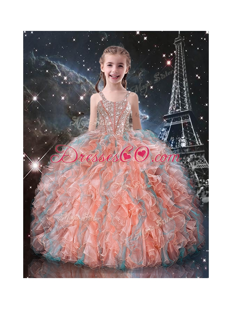 Ball Gown Straps Beading Little Girl Pageant Dress Fall