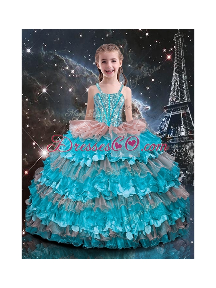 Straps Ruffled Layers Little Girl Pageant Dress