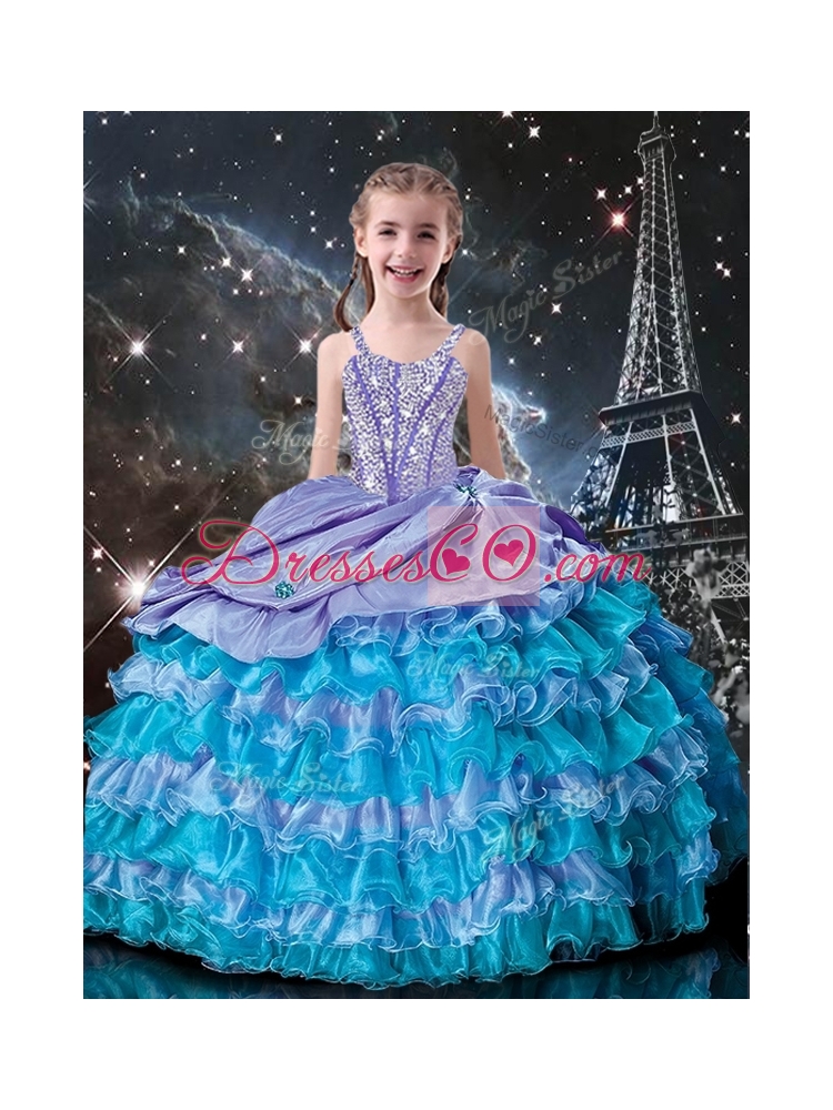 Fashionable Ball Gowns Straps Beading Little Girl Pageant Dresses