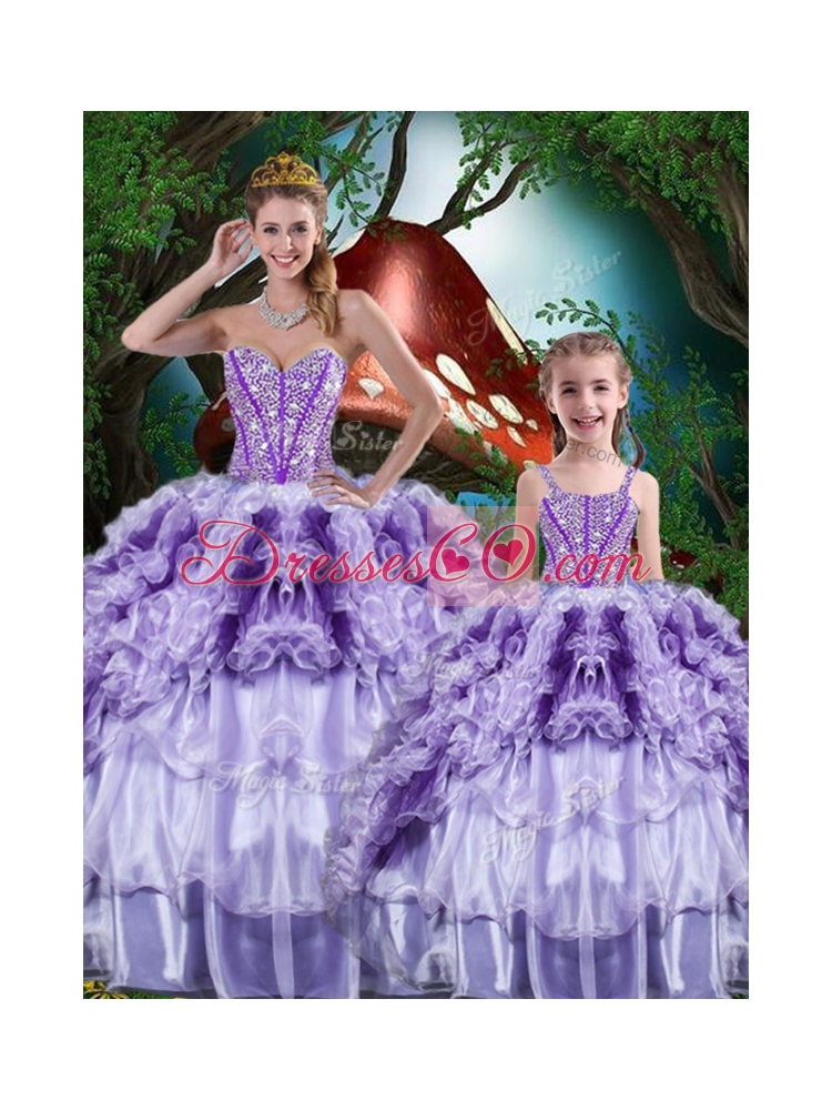 Luxurious Ball Gown Beading and Ruffles Princesita With Quinceanera Dress
