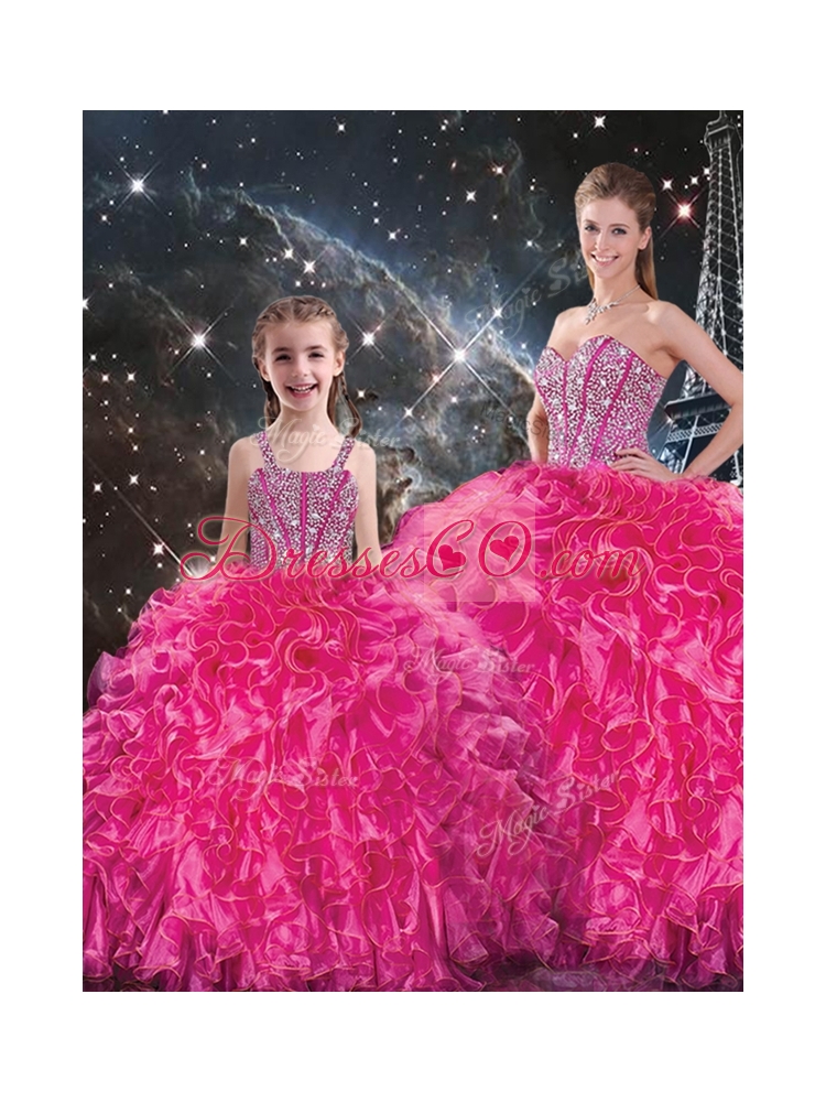 Luxurious Beading Princesita With Quinceanera Dress in Hot Pink