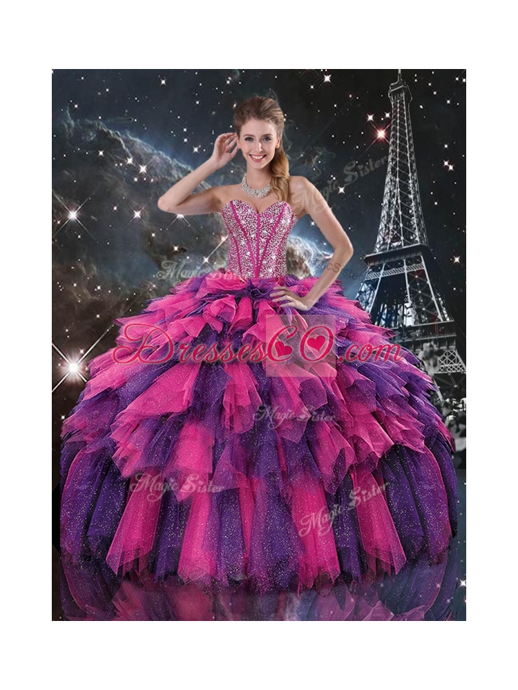 New Style Ball Gown Princesita With Quinceanera Dress with Beading and Ruffled Layers for Fall