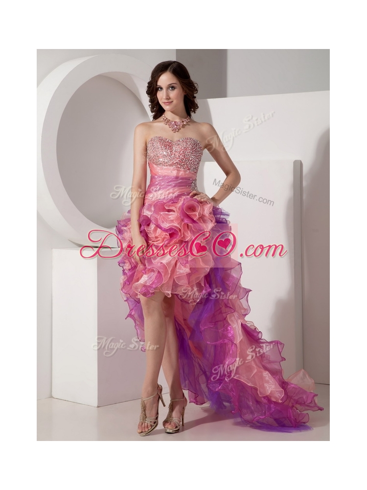 Luxurious High Low Beading  BridesmaidDress in Multi Color