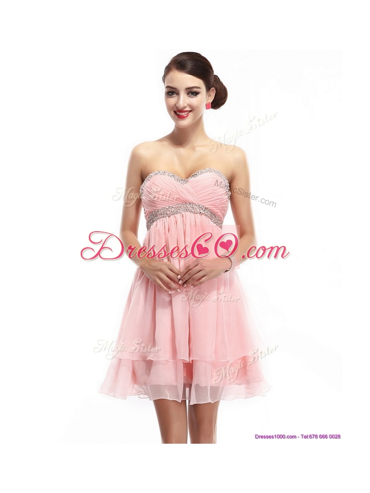 Lovely Short  BridesmaidDress with Beading and Ruching