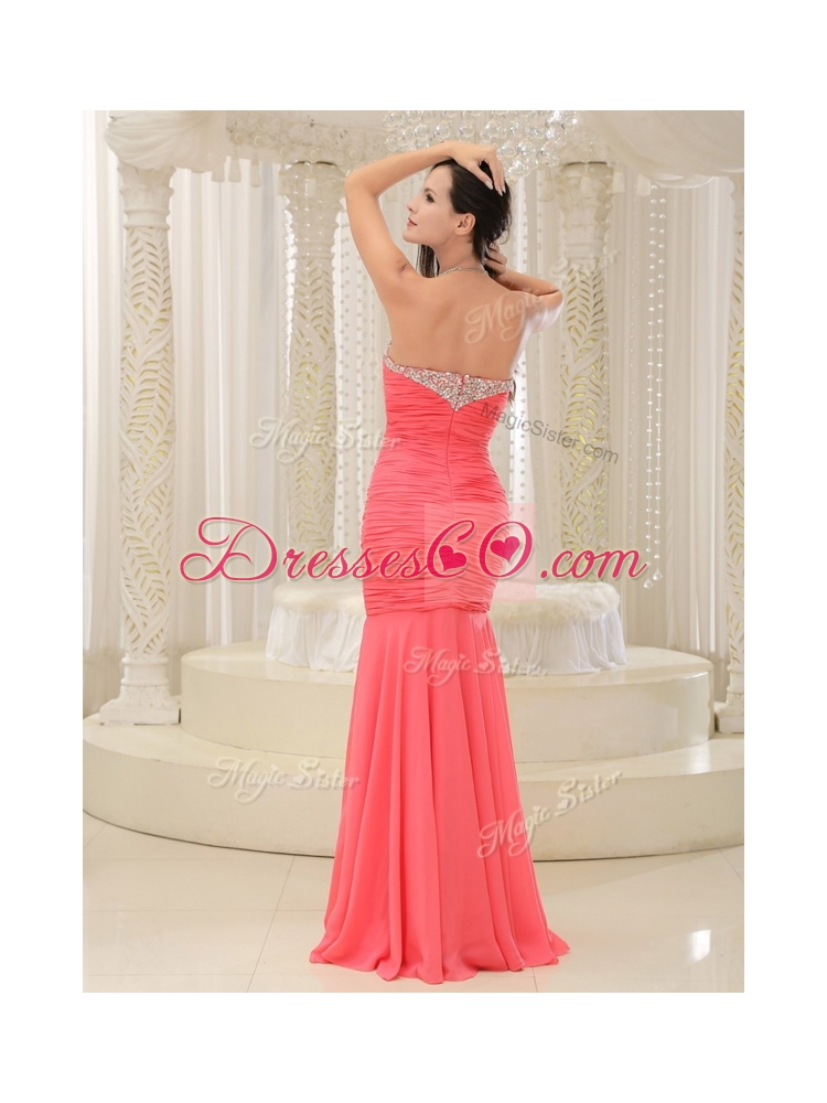 New Style Mermaid Coral Red Dama  Dress