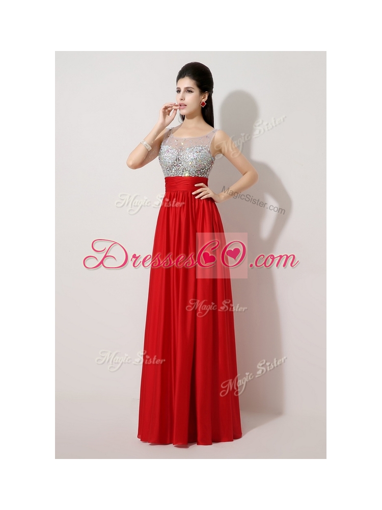 Fashionable Scoop Empire Beading Red  Homecoming Dresses
