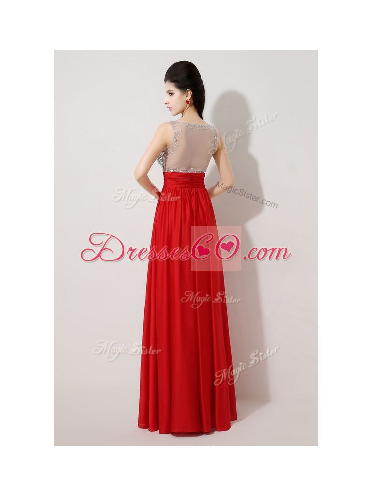 Fashionable Scoop Empire Beading Red  Homecoming Dresses
