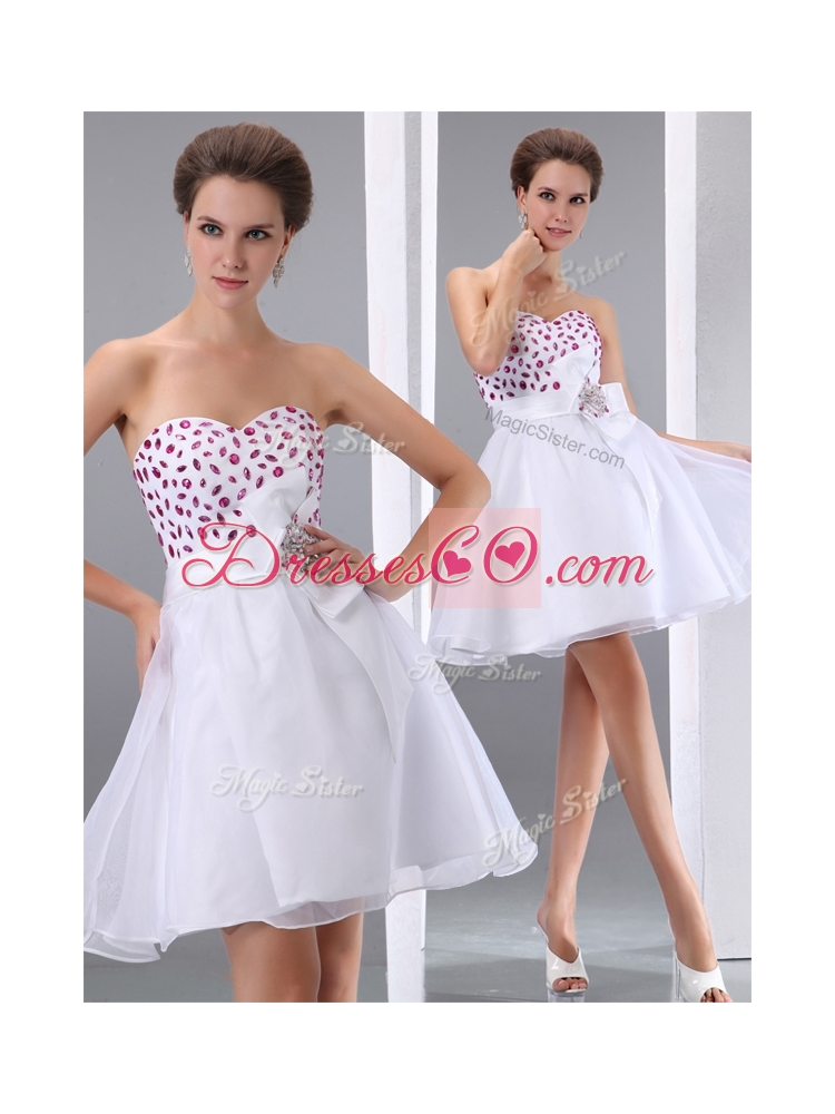 Popular White Short Homecoming Dress with Beading