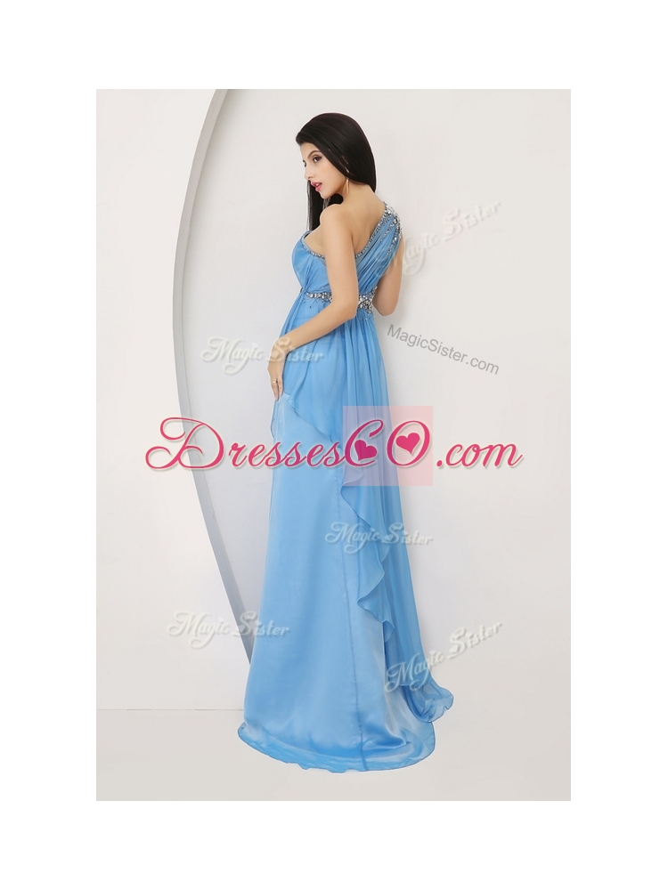 Cheap Empire One Shoulder Evening Dress with Beading and Ruching
