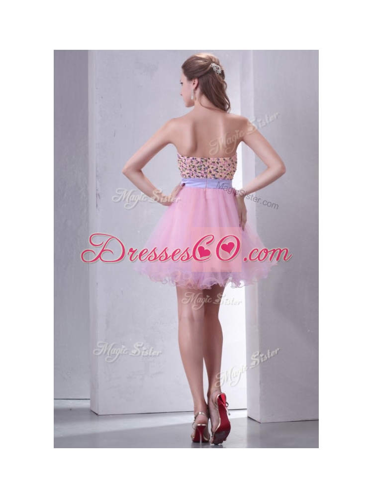 Lovely Beading Pink Short Evening Dress for Cocktail