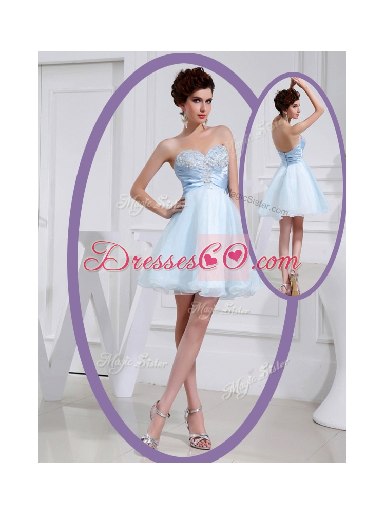Discount Short Beading Prom Dress in Light Blue