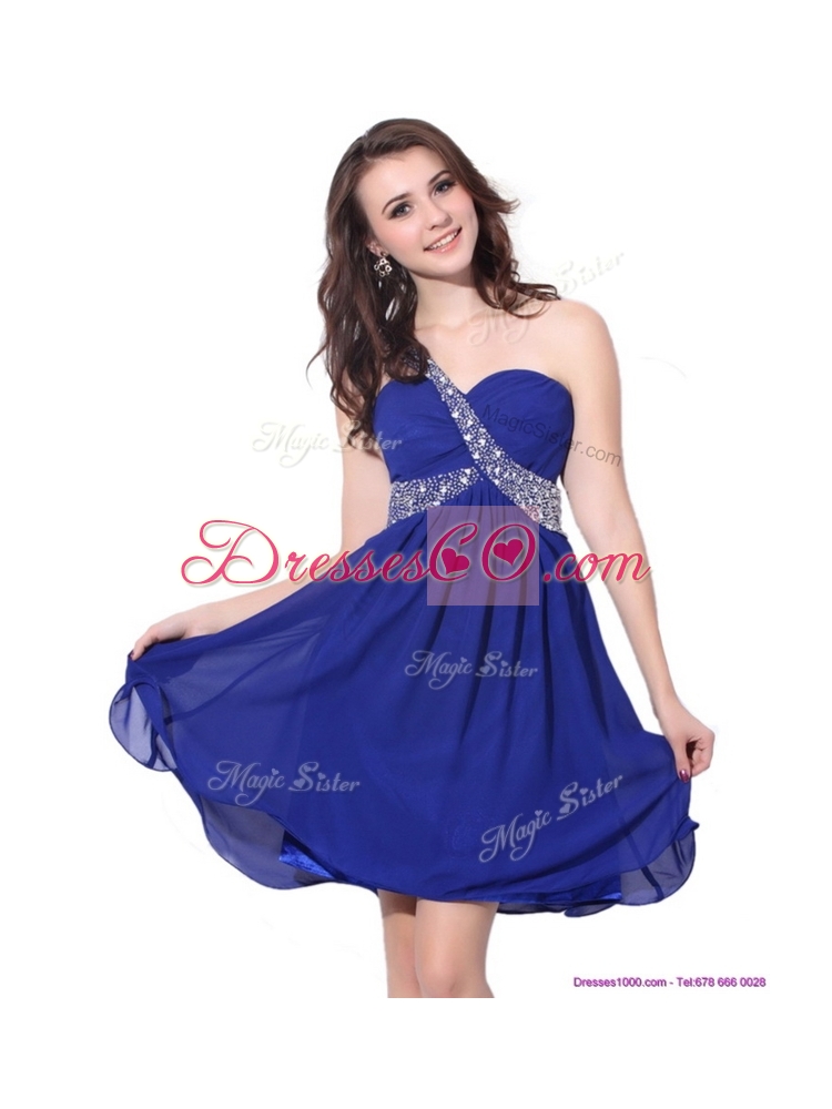 Fashionable One Shoulder CrissCrossDiscount Prom Dress with Beading