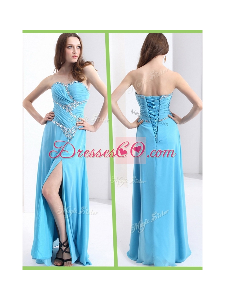 Fashionable  DiscountProm Dress with Beading and High Slit