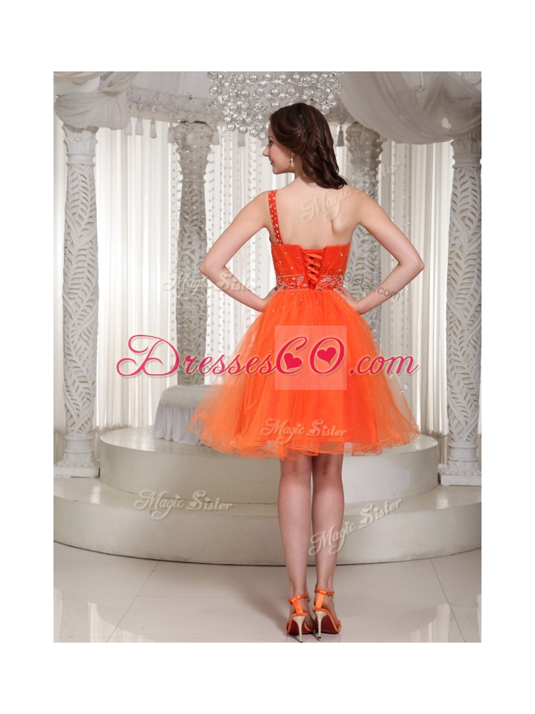 Latest One Shoulder Beading ShortDiscount  Prom Dress for Party